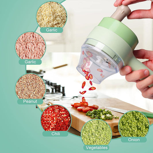5 in 1 Handheld  Electric Vegetable Cutter Set Mini Wireless Food Choppers